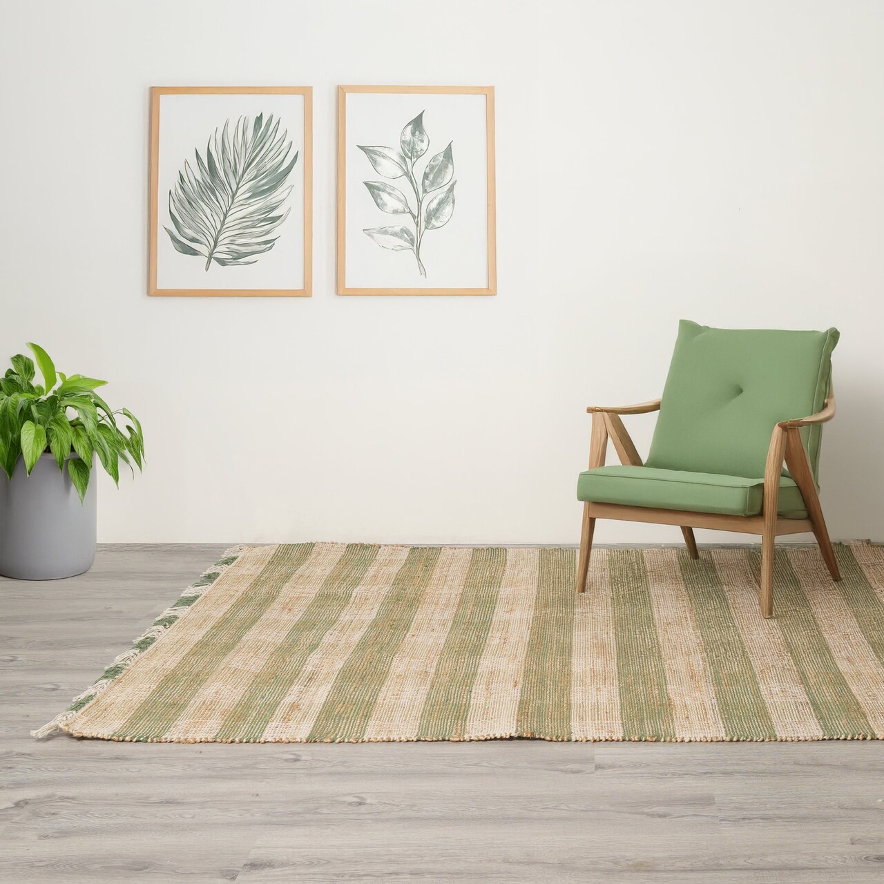 Handwoven Jute Rugs – Eco-Friendly Cotton Plaid Rug, Durable & Soft Area Rug (5x7 ft)